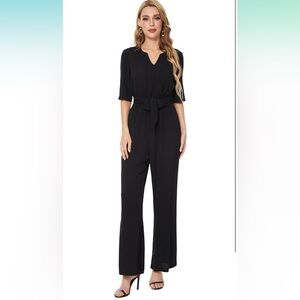Women's Short Sleeve Jumpsuits Loose Jumpsuit Wide Leg Pant Casual Rompers NWT M
